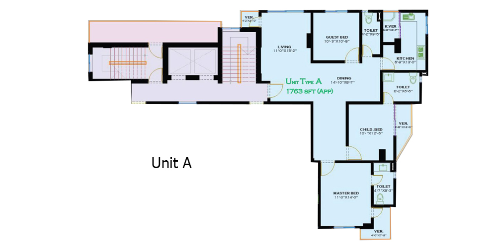 Galaxy Line 3 Bed 10th Floor Unit A 1725 SFT